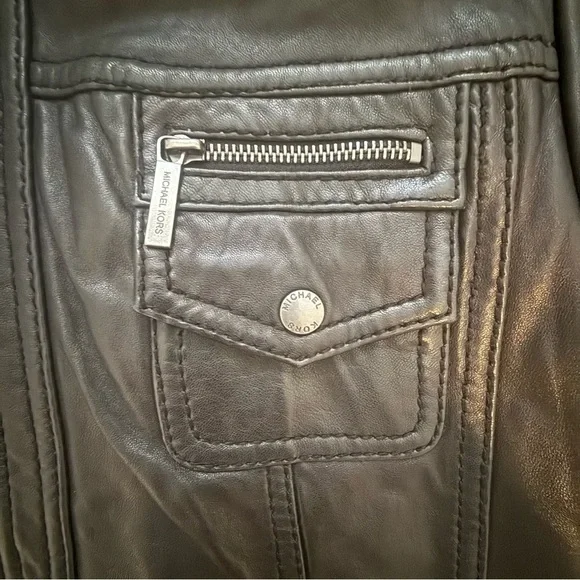 Michael Kors Black genuine Leather biker Jacket women’s xl